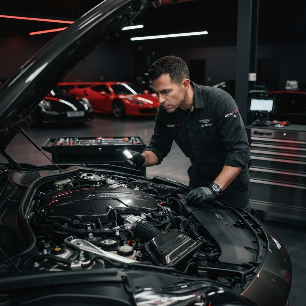 SHWURX technician inspecting a vehicle